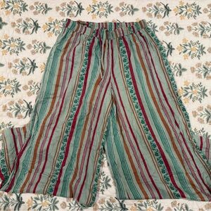 Zuba Multicolor Silky Striped Wide Pants